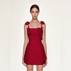 JW PEI Women's Elaina Red Rosette Applique Mini Dress